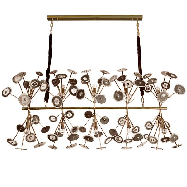 Люстра Burst Chandelier Natural Agate Line Глянцевое золото Бежево-серый в Волгограде | Loft Concept 