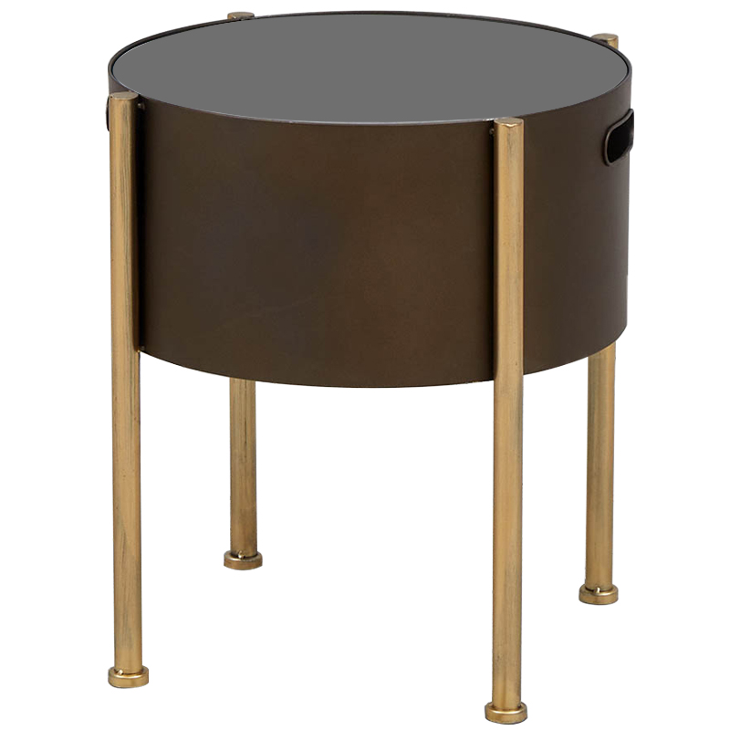 Приставной стол Barnaby Round Side Table Коричневый Латунь Стекло Смок Приставной стол Barnaby Round Side Table Коричневый Латунь Стекло Смок в Волгограде | Loft Concept