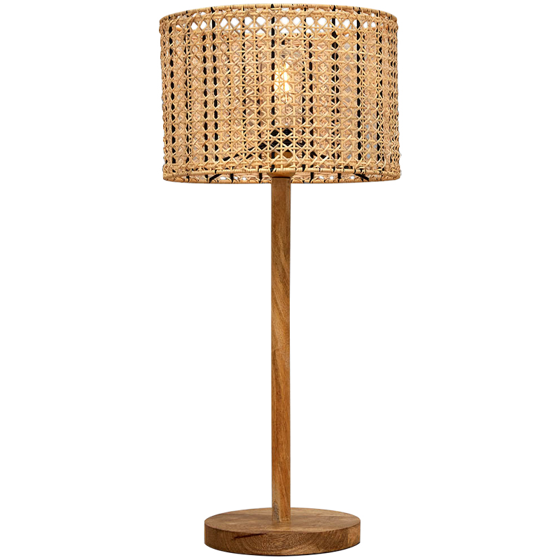 Деревянная настольная лампа с абажуром из ротанга Tamari Wicker Table Lamp Древесина Деревянная настольная лампа с абажуром из ротанга Tamari Wicker Table Lamp Древесина в Волгограде | Loft Concept
