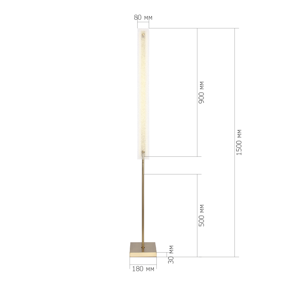 Торшер с прямоугольным плафоном с эффектом морозного стекла Freezing в Волгограде