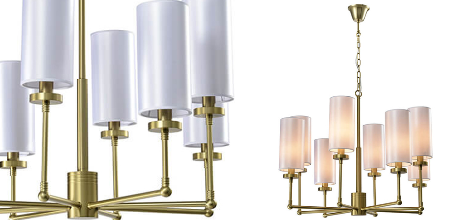 Люстра Fabric Lampshade Brass 8 Люстра Fabric Lampshade Brass 8 - Loft-Concept в Волгограде