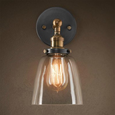 Бра Loft Clear Glass Cloche Прозрачное Стекло Бронза Черный матовый Бра Loft Clear Glass Cloche Прозрачное Стекло Бронза Черный матовый в Волгограде | Loft Concept