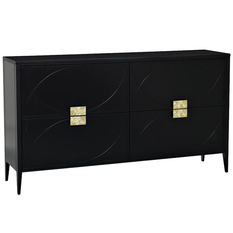 Комод с 4-мя ящиками Amelie Black Chest of Drawers Черный Черный Золотой Комод с 4-мя ящиками Amelie Black Chest of Drawers Черный Черный Золотой в Волгограде | Loft Concept
