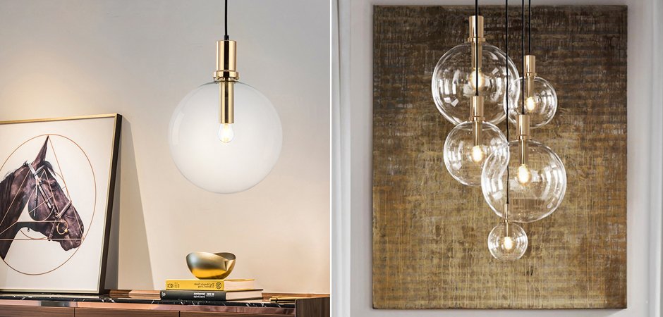 Подвесной светильник Glass Globe Gold Подвесной светильник Glass Globe Gold - Loft-Concept в Волгограде