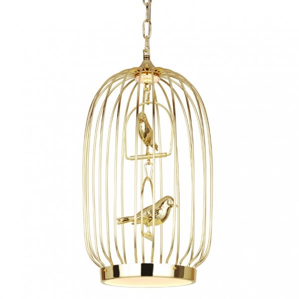 Люстра Birdcage Chandelier Two Gold Глянцевое золото Люстра Birdcage Chandelier Two Gold Глянцевое золото в Волгограде | Loft Concept
