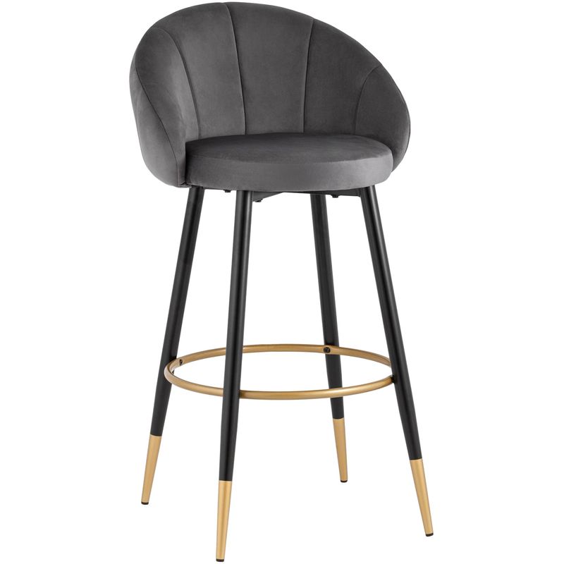 Барный Стул Alberto Chair Серый Велюр Серый Черный Золотой Барный Стул Alberto Chair Серый Велюр Серый Черный Золотой в Волгограде | Loft Concept