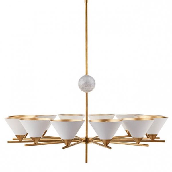 Люстра Cleo Large Chandelier Латунь Белый Люстра Cleo Large Chandelier Латунь Белый в Волгограде | Loft Concept