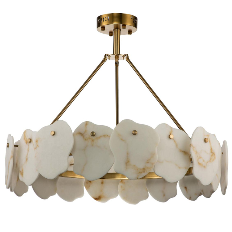 Люстра Мрамор Lucretia Marble Round Chandelier 80 см Латунь Белый Мрамор Bianco Люстра Мрамор Lucretia Marble Round Chandelier 80 см Латунь Белый Мрамор Bianco в Волгограде | Loft Concept