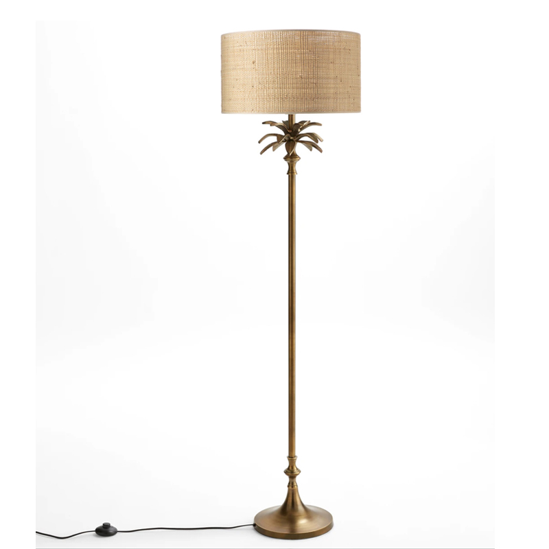 Торшер Palm Raphia Lampshade Латунь Торшер Palm Raphia Lampshade Латунь в Волгограде | Loft Concept