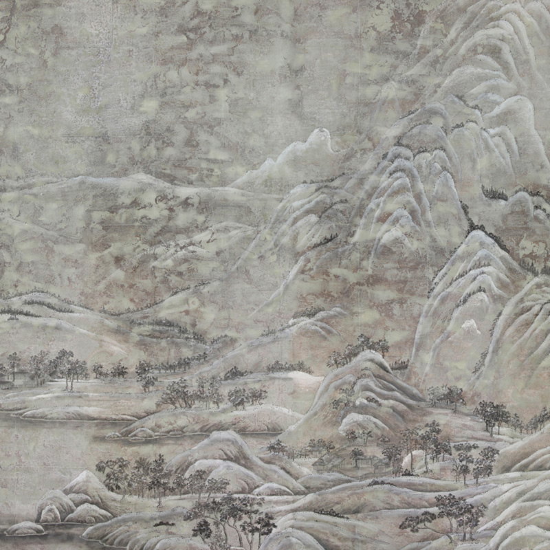 Обои ручная роспись A Thousand Li of Rivers and Mountains Colourway SC-102 on Sterling Silver gilded paper with pearlescent antiquing  в Волгограде | Loft Concept 