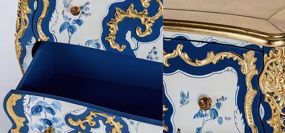 Комод в стиле рококо Rococo Casket Синий Комод в стиле рококо Rococo Casket Синий - Loft-Concept в Волгограде