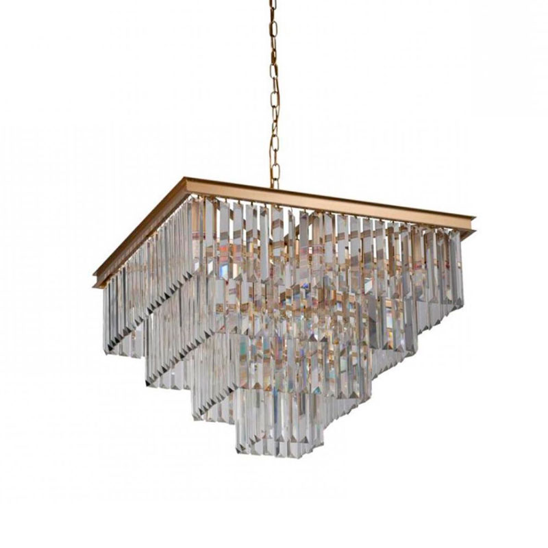 Квадратная Люстра RH 1920s Odeon GOLD iron Four layers Прозрачное Стекло 60х60 Золотой Прозрачное Стекло Квадратная Люстра RH 1920s Odeon GOLD iron Four layers Прозрачное Стекло 60х60 Золотой Прозрачное Стекло в Волгограде | Loft Concept