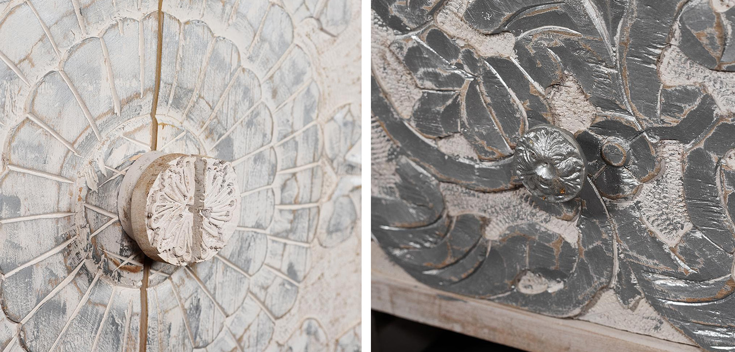 Шкаф Indian antique white Cupboard - фото №2