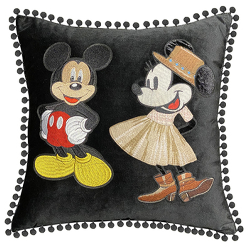 Декоративная подушка с вышивкой Gucci Mickey and Minnie Mouse Черный Красный Желтый Бежевый Декоративная подушка с вышивкой Gucci Mickey and Minnie Mouse Черный Красный Желтый Бежевый в Волгограде | Loft Concept