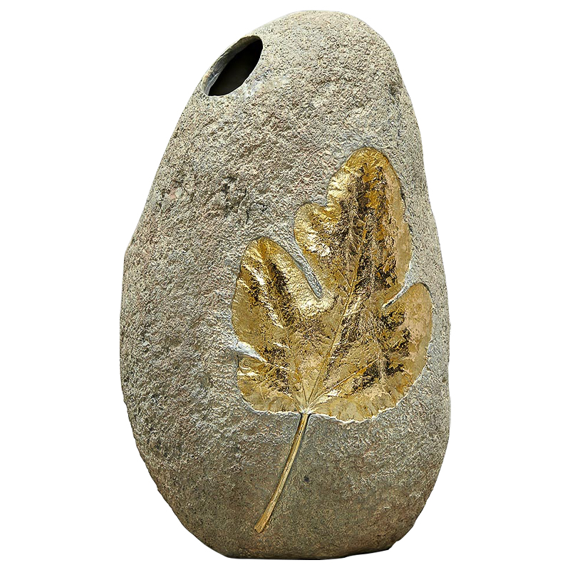 Ваза Golden Stone Leaf Vase имитация камня Бежево-серый Золотой Ваза Golden Stone Leaf Vase имитация камня Бежево-серый Золотой в Волгограде | Loft Concept
