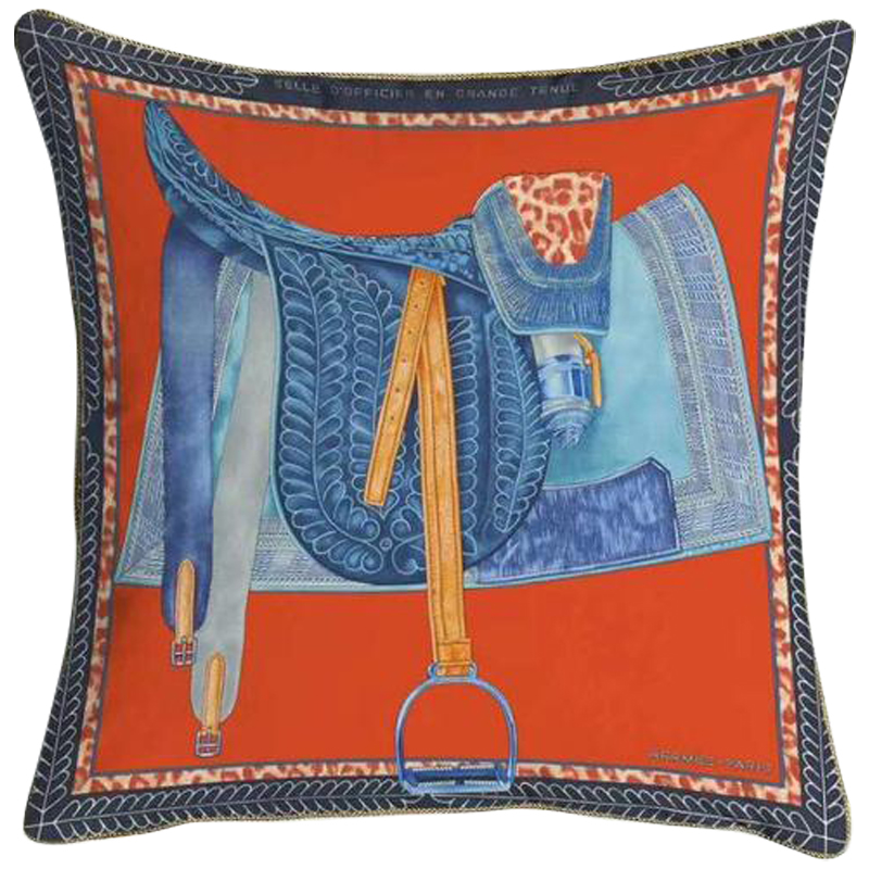 Декоративная подушка Hermes Saddle Orange 127 Оранжевый Голубой Мульти Декоративная подушка Hermes Saddle Orange 127 Оранжевый Голубой Мульти в Волгограде | Loft Concept