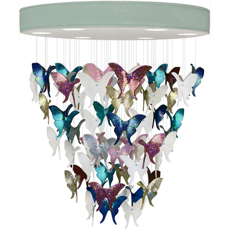 Люстра Цветные Бабочки Светло-Зеленая база Night Butterflies Chandelier Multi Color Зеленый Мульти Люстра Цветные Бабочки Светло-Зеленая база Night Butterflies Chandelier Multi Color Зеленый Мульти в Волгограде | Loft Concept