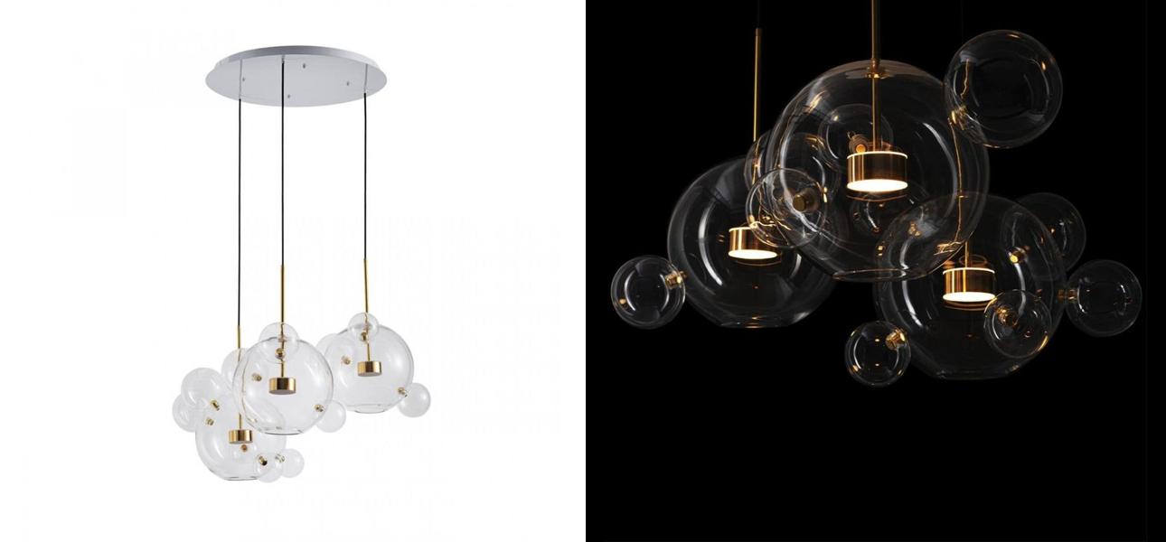 Светодиодный светильник Giopato & Coombes Bubble Chandelier Gold Circle 3 плафона - фото