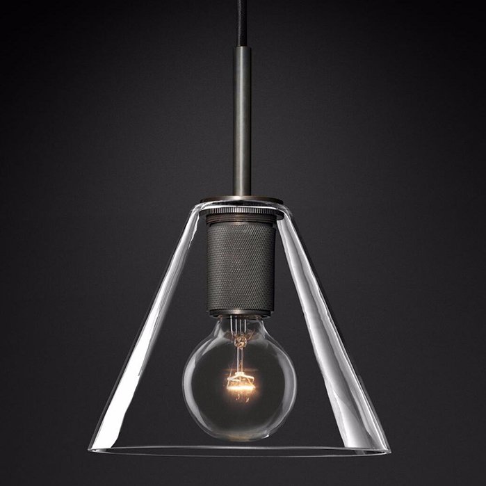 Подвесной светильник RH Utilitaire Funnel Pendant Black Темная бронза Прозрачное Стекло Подвесной светильник RH Utilitaire Funnel Pendant Black Темная бронза Прозрачное Стекло в Волгограде | Loft Concept
