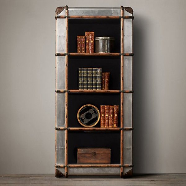 RH Richards Polished Aluminum Shelving Bookcase Алюминий Коричневый винтаж RH Richards Polished Aluminum Shelving Bookcase Алюминий Коричневый винтаж в Волгограде | Loft Concept