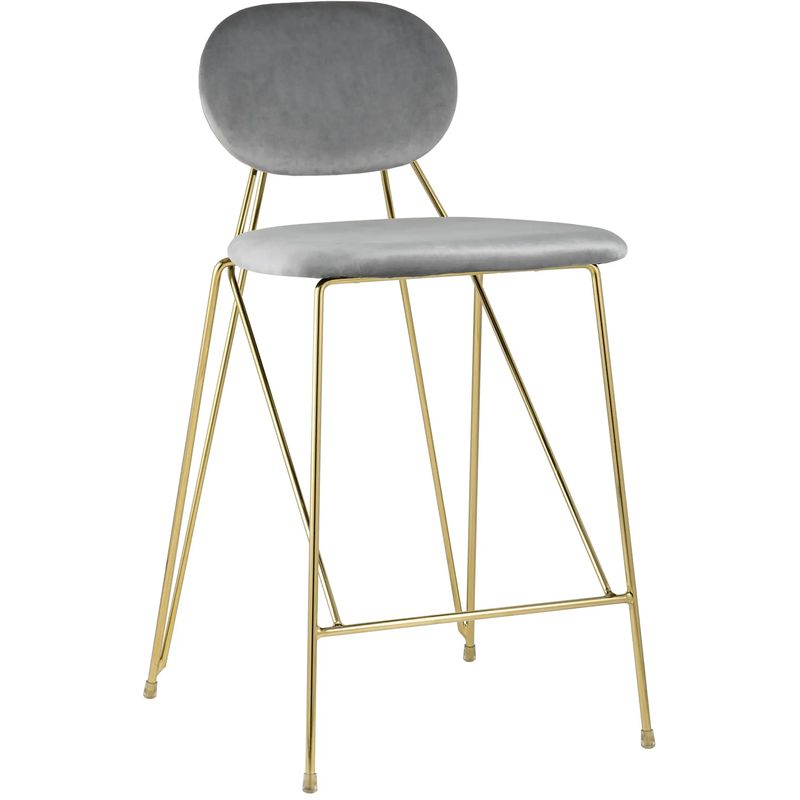 Полубарный Стул Alice Chair Светло-Серый Велюр Серый Золотой в Волгограде | Loft Concept 