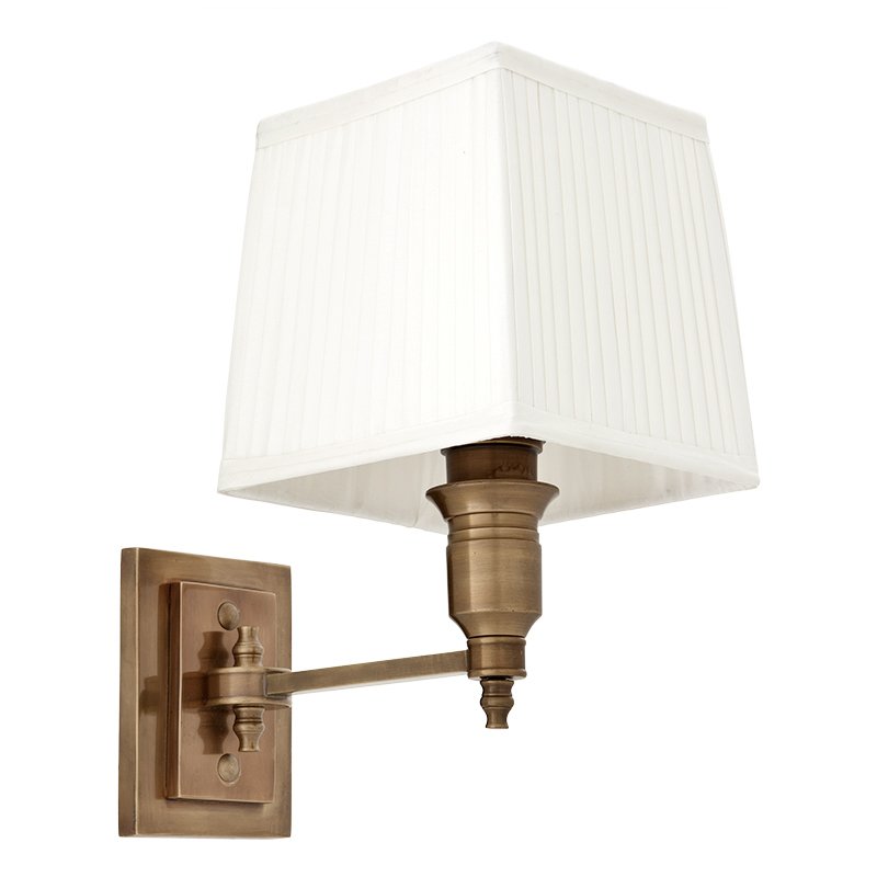 Бра Wall Lamp Lexington Single Brass+White Латунь Античная полированная Белый Бра Wall Lamp Lexington Single Brass+White Латунь Античная полированная Белый в Волгограде | Loft Concept