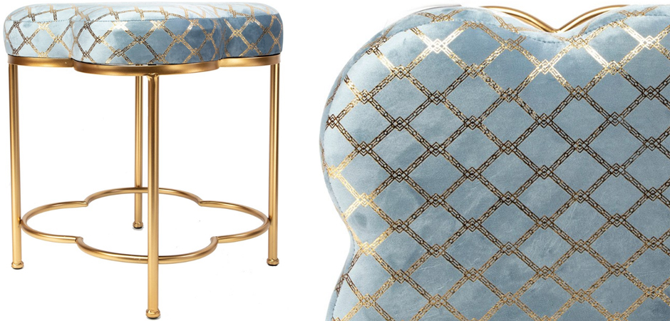Пуф PUF Frame of Clover & Upholstery Gold Mesh голубой Пуф PUF Frame of Clover & Upholstery Gold Mesh голубой - Loft-Concept в Волгограде