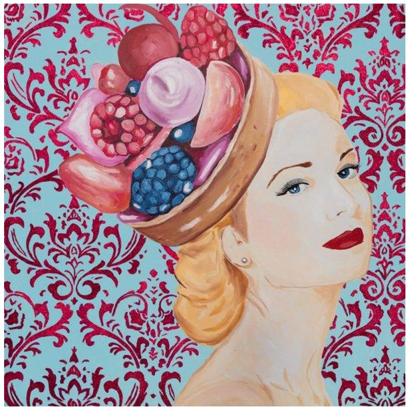 Картина Grace Kelly with Berry Tart Headdress and Damask Background Мульти в Волгограде | Loft Concept 