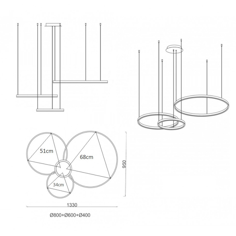 Люстра Crystal round chandelier 3 кольца Белый в Волгограде