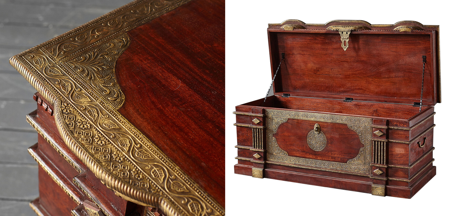Сундук с латунной чеканкой Tejas Indian Inlaid Chest - фото