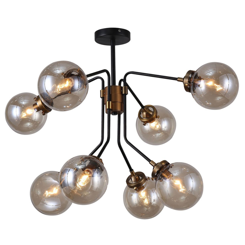 Большой Светильник Bistro Ceiling Globe 8 Черный Стекло Смок Большой Светильник Bistro Ceiling Globe 8 Черный Стекло Смок в Волгограде | Loft Concept