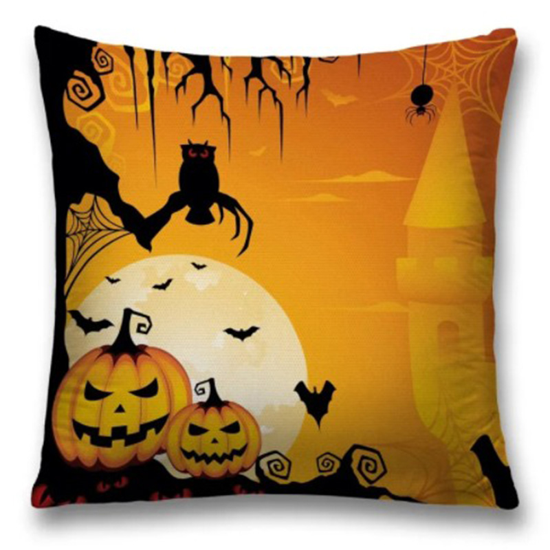 Подушка Halloween Evening Черный Оранжевый Подушка Halloween Evening Черный Оранжевый в Волгограде | Loft Concept