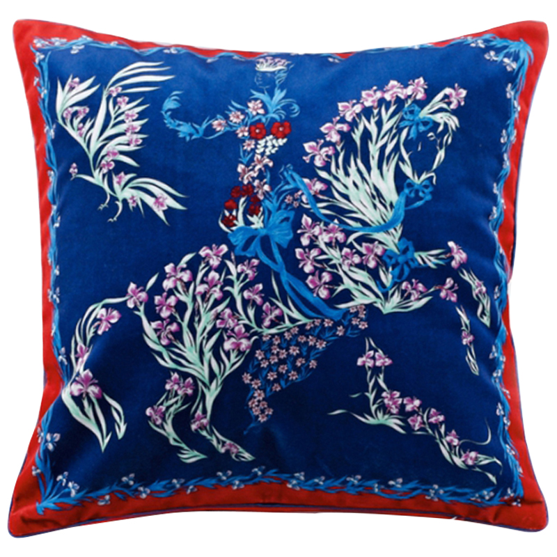 Декоративная подушка Hermes Horse 117 Синий Красный Мульти Декоративная подушка Hermes Horse 117 Синий Красный Мульти в Волгограде | Loft Concept