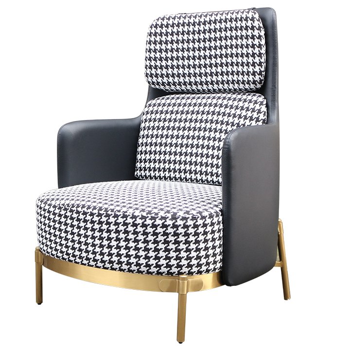 Кресло Pied de poule Gray high Armchair Черно-белый Латунь Кресло Pied de poule Gray high Armchair Черно-белый Латунь в Волгограде | Loft Concept