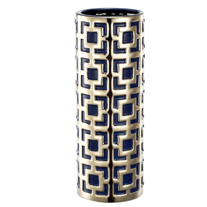 Ваза с геометрическим узором Marion Vase Золотой Синий Ваза с геометрическим узором Marion Vase Золотой Синий в Волгограде | Loft Concept