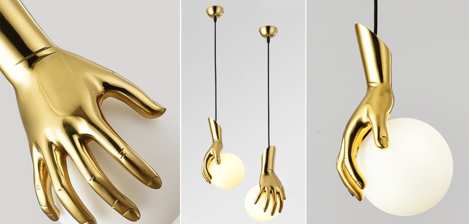 Подвесной светильник Золотая рука Gold Hand Pendant lamp Подвесной светильник Золотая рука Gold Hand Pendant lamp - Loft-Concept в Волгограде