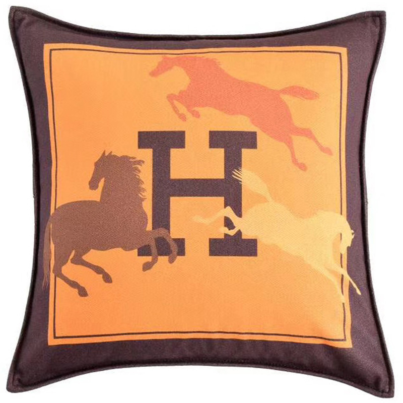 Декоративная подушка Hermes Horse 45 Желтый Коричневый Оранжевый Декоративная подушка Hermes Horse 45 Желтый Коричневый Оранжевый в Волгограде | Loft Concept
