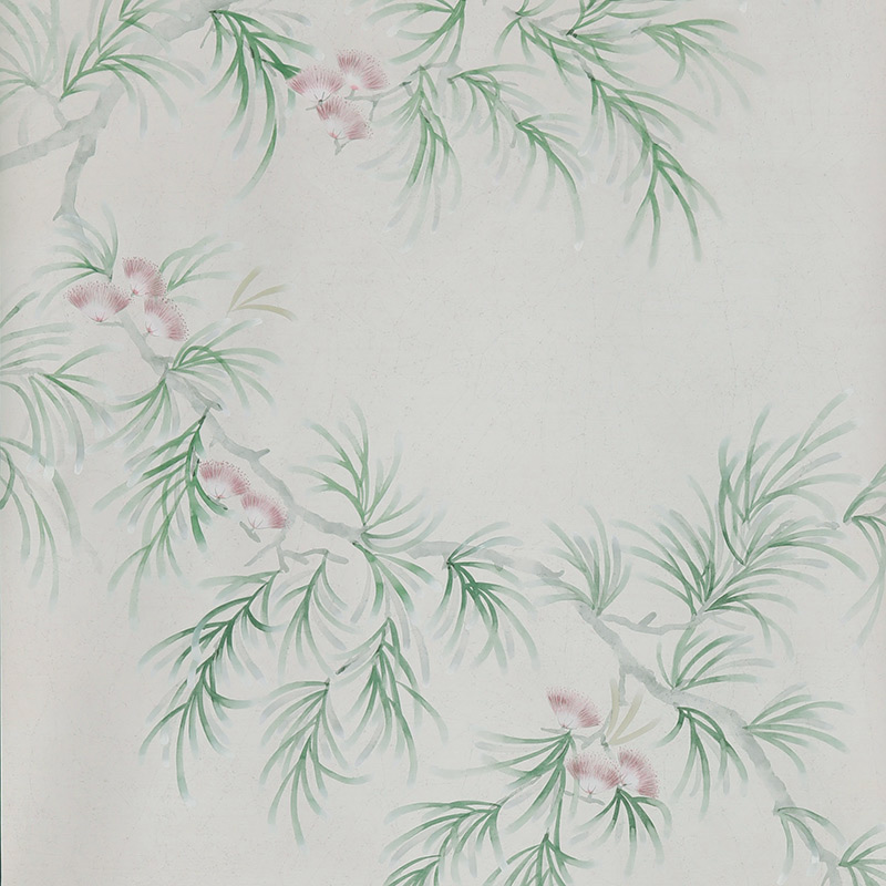 Обои ручная роспись Silk Tree Colourway SC-92 on Crackled Silver on Shell Pink metallic silk Обои ручная роспись Silk Tree Colourway SC-92 on Crackled Silver on Shell Pink metallic silk в Волгограде | Loft Concept