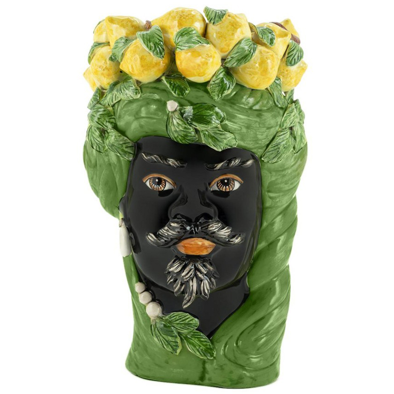 Ваза Vase Lemon Head Man Green Зеленый Желтый Черный Ваза Vase Lemon Head Man Green Зеленый Желтый Черный в Волгограде | Loft Concept