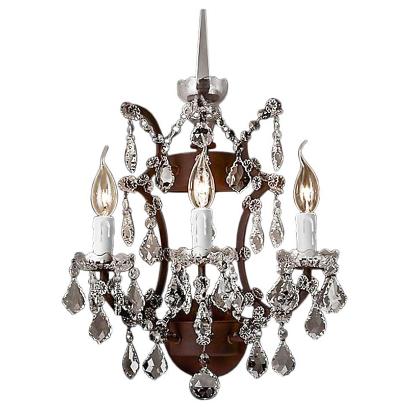 Бра 19th c. Rococo IRON & CLEAR CRYSTAL Brown Wall Lamp Коричневый винтаж Прозрачное Стекло в Волгограде | Loft Concept 