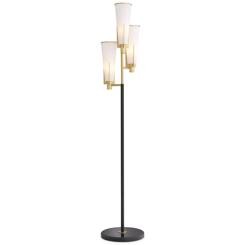 Торшер Eichholtz Floor Lamp Dino Белый Латунь Черный Мрамор Nero в Волгограде | Loft Concept 