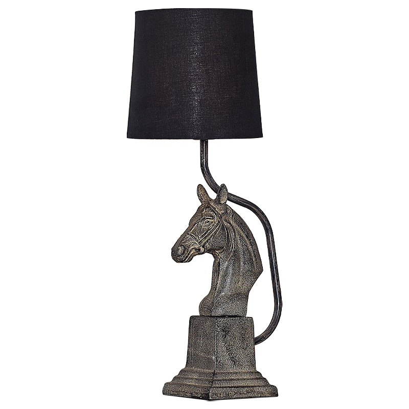 Настольная лампа с абажуром Lampshade Horse Sculpture Черный Металлик винтаж Настольная лампа с абажуром Lampshade Horse Sculpture Черный Металлик винтаж в Волгограде | Loft Concept
