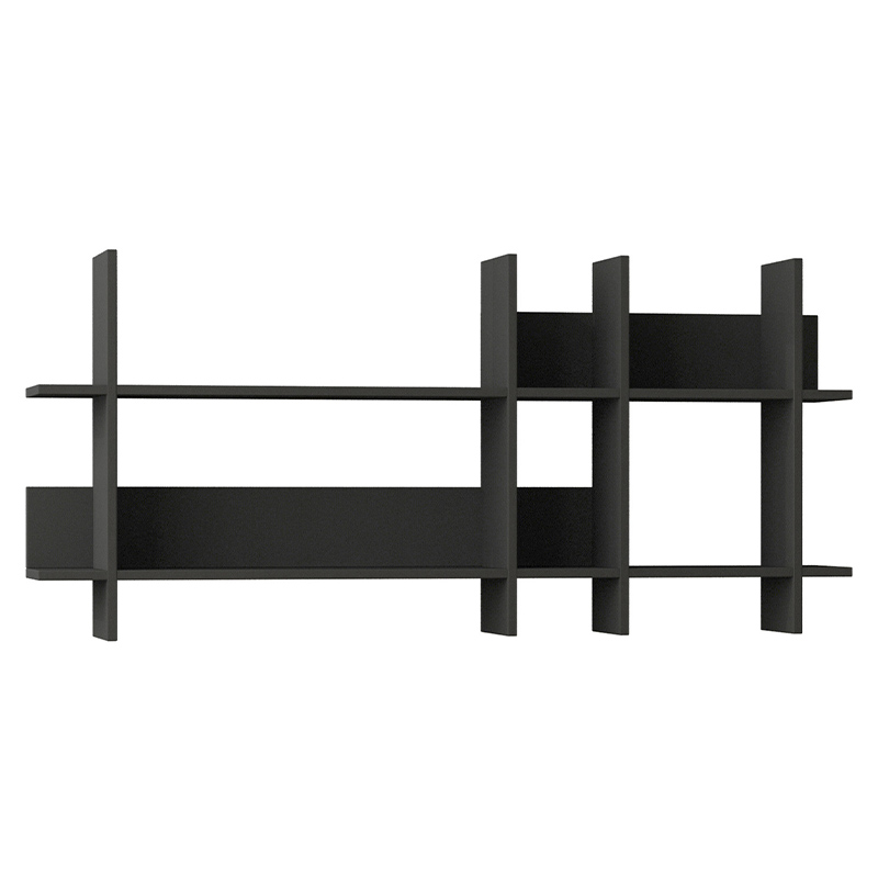 Полка прямая подвесная двухъярусная цвета антрацит BEADS BOOKCASE ANTHRACITE Антрацит Серый Полка прямая подвесная двухъярусная цвета антрацит BEADS BOOKCASE ANTHRACITE Антрацит Серый в Волгограде | Loft Concept