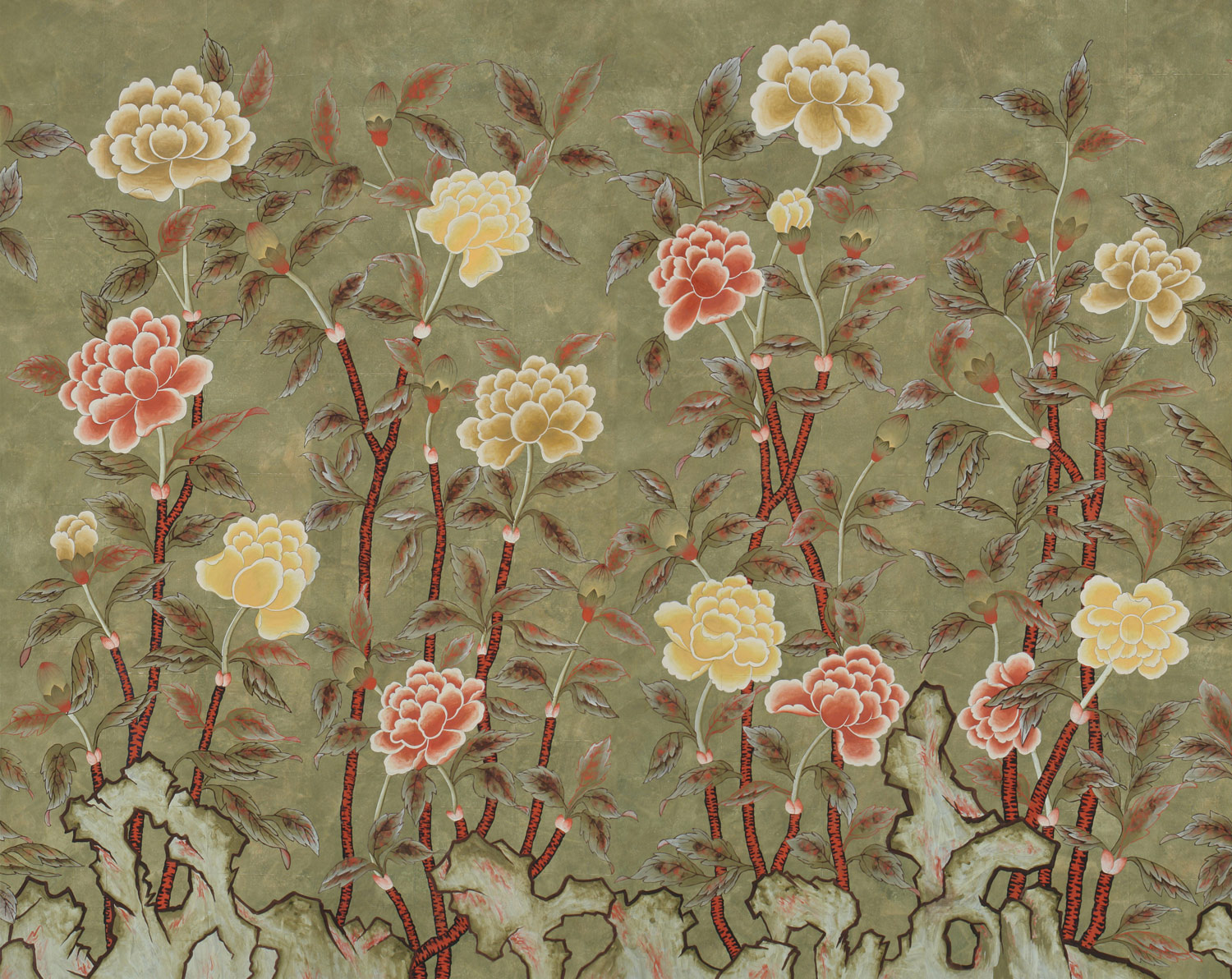 Обои ручная роспись Korean Peony Colourway SC-50 on Edo Cannella India tea paper Обои ручная роспись Korean Peony Colourway SC-50 on Edo Cannella India tea paper - постер Loft-Concept в Волгограде