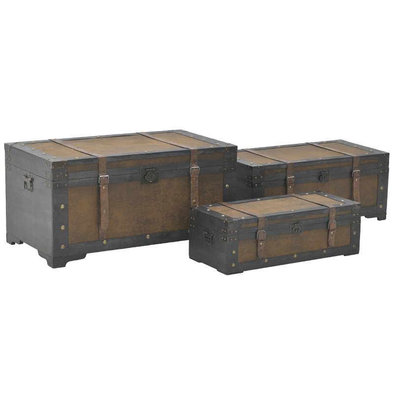 Деревянные сундуки набор из 3-х штук Dark Wood Chest Коричневый Деревянные сундуки набор из 3-х штук Dark Wood Chest Коричневый в Волгограде | Loft Concept