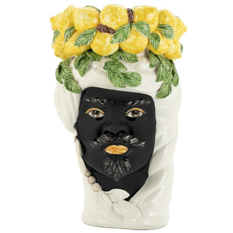 Ваза Vase Lemon Head Man White Белый Черный Желтый Зеленый Ваза Vase Lemon Head Man White Белый Черный Желтый Зеленый в Волгограде | Loft Concept