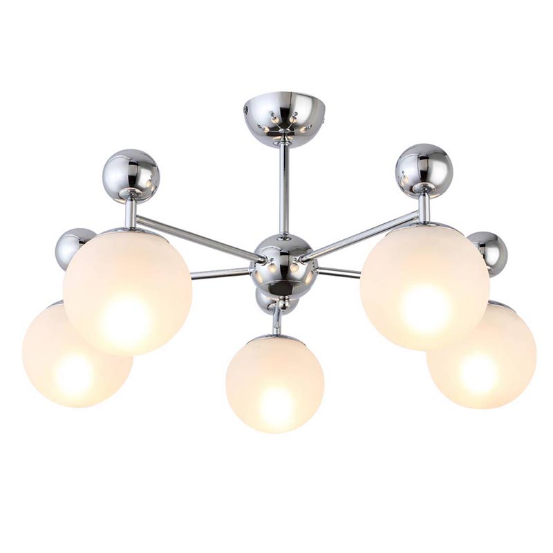 Потолочная люстра Demian Chrome Chandelier Хром Белый Потолочная люстра Demian Chrome Chandelier Хром Белый в Волгограде | Loft Concept