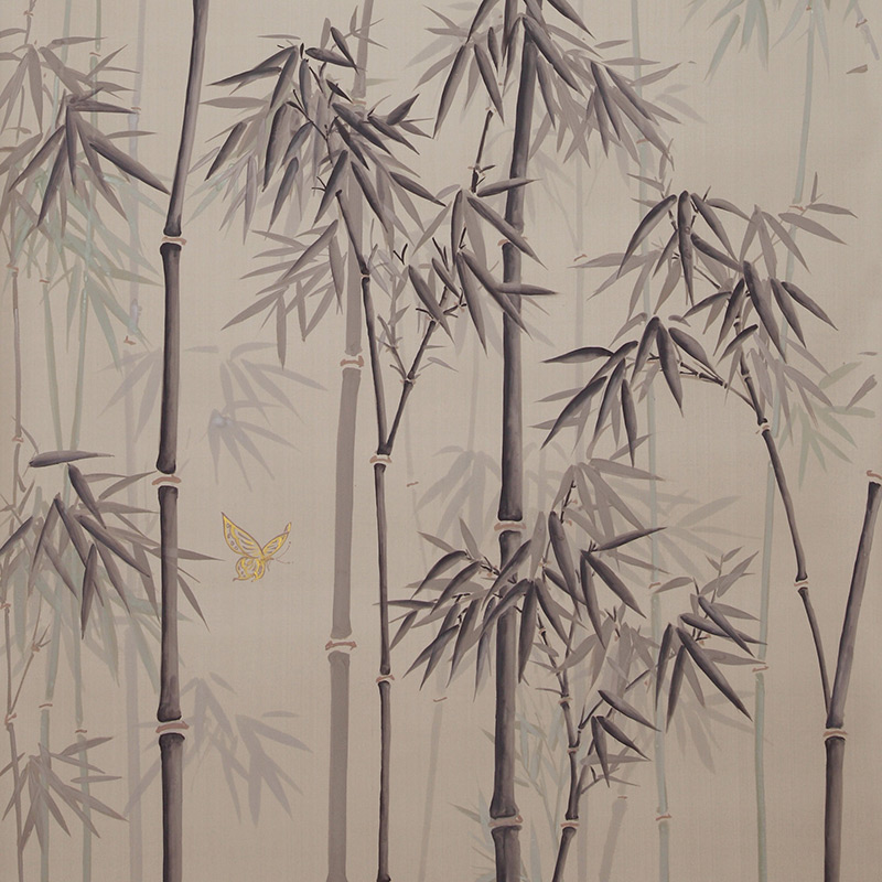 Обои ручная роспись Distant Bamboo Special Colourway on Lead Grey dyed silk Обои ручная роспись Distant Bamboo Special Colourway on Lead Grey dyed silk в Волгограде | Loft Concept