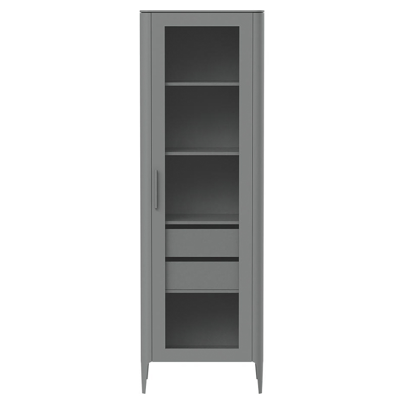 Витрина серая со стеклянной дверью с 4-мя полками и 2-мя ящиками Type  Серый в Волгограде | Loft Concept 