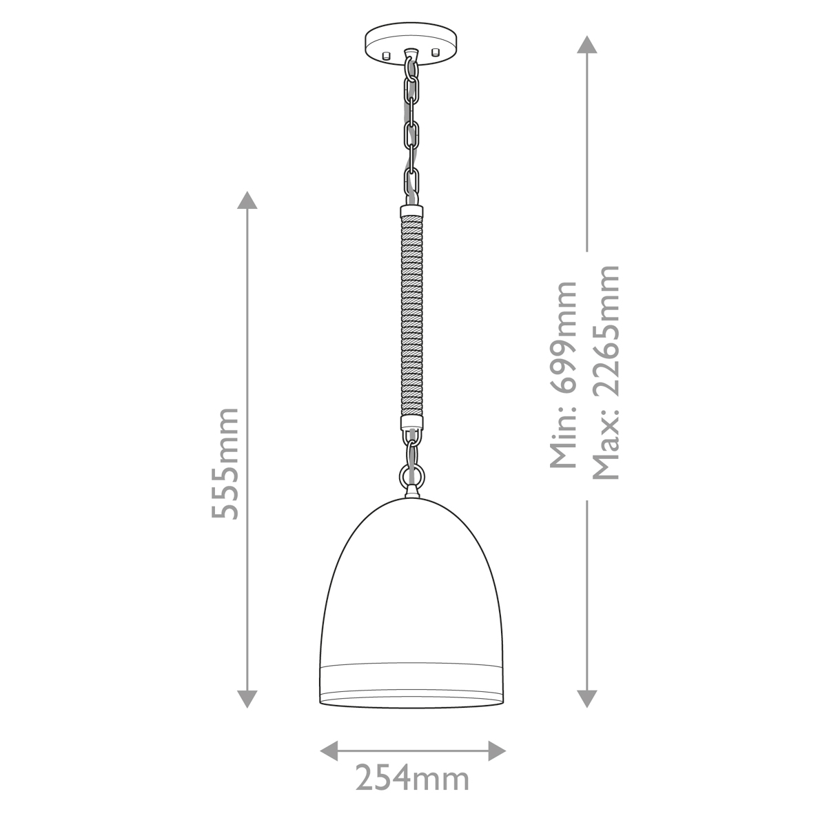 Подвесной светильник белый колоколообразный с декоративной обмоткой из веревки Hinkley в Волгограде